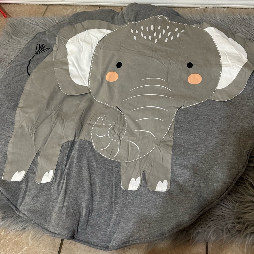 Gray Elephant Baby Play Mat Tummy Time Mat